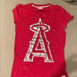 Victoria's Secret Red Tee with Silver Graphic